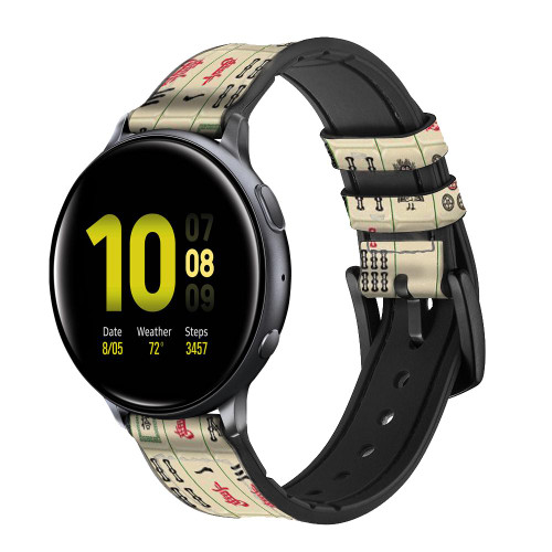 CA0101 Mahjong Leather & Silicone Smart Watch Band Strap For Samsung Galaxy Watch, Gear, Active