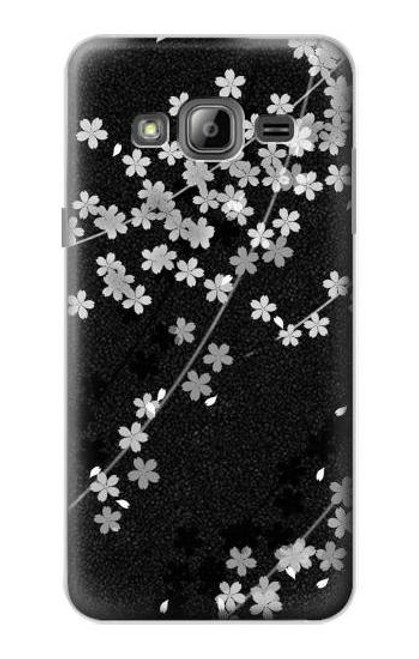 S2544 Japanese Kimono Style Black Flower Pattern Case For Samsung Galaxy J3 (2016)