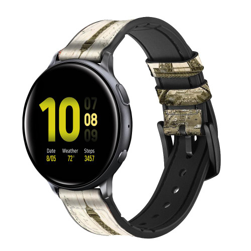 CA0232 Eiffel Tower Paris Postcard Leather & Silicone Smart Watch Band Strap For Samsung Galaxy Watch, Gear, Active