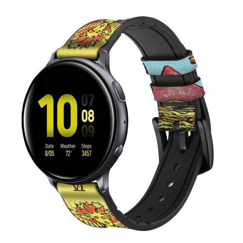 CA0430 Lovers Tarot Card Leather & Silicone Smart Watch Band Strap For Samsung Galaxy Watch, Gear, Active