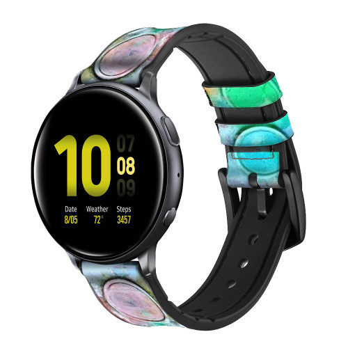 CA0627 Watercolor Mixing Leather & Silicone Smart Watch Band Strap For Samsung Galaxy Watch, Gear, Active