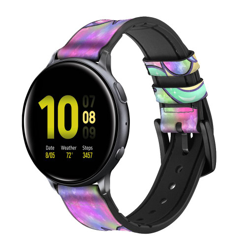 CA0643 Pastel Unicorn Leather & Silicone Smart Watch Band Strap For Samsung Galaxy Watch, Gear, Active