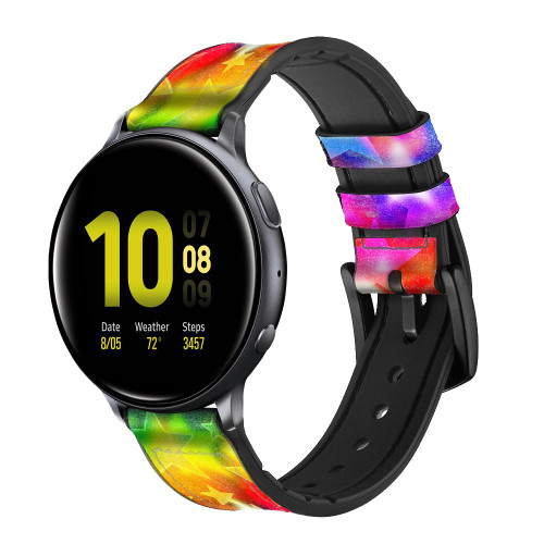 CA0652 Colourful Disco Star Leather & Silicone Smart Watch Band Strap For Samsung Galaxy Watch, Gear, Active