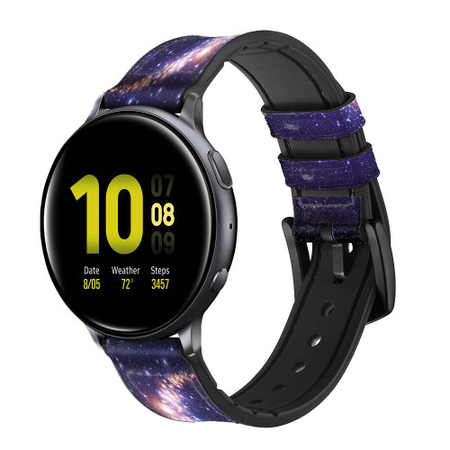 CA0658 Crescent Moon Galaxy Leather & Silicone Smart Watch Band Strap For Samsung Galaxy Watch, Gear, Active