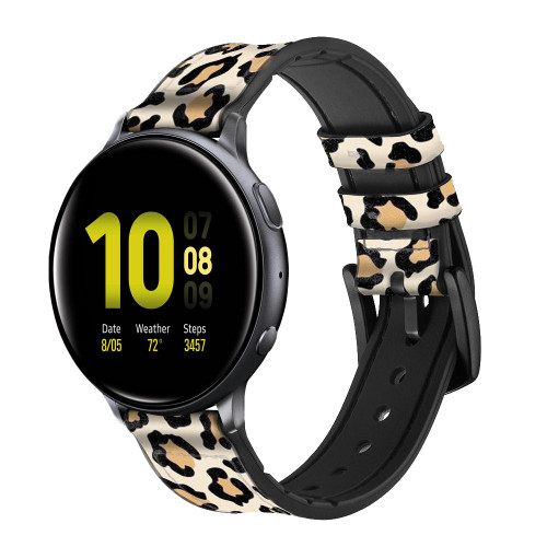 CA0681 Fashionable Leopard Seamless Pattern Leather & Silicone Smart Watch Band Strap For Samsung Galaxy Watch, Gear, Active