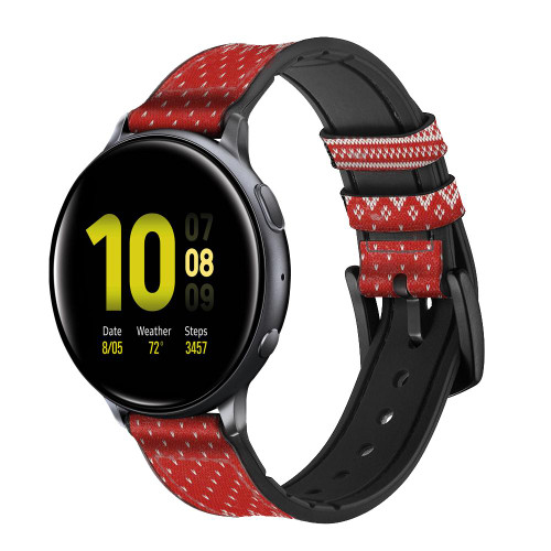 CA0688 Winter Seamless Knitting Pattern Leather & Silicone Smart Watch Band Strap For Samsung Galaxy Watch, Gear, Active