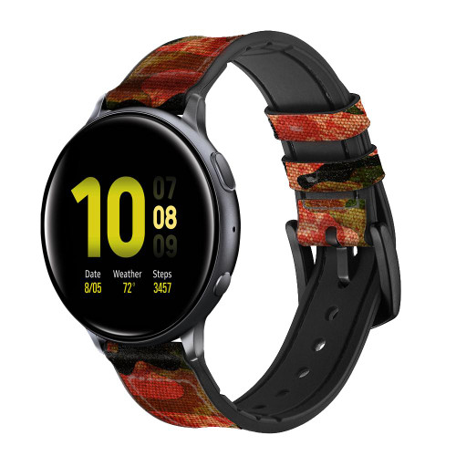CA0696 Camouflage Blood Splatter Leather & Silicone Smart Watch Band Strap For Samsung Galaxy Watch, Gear, Active