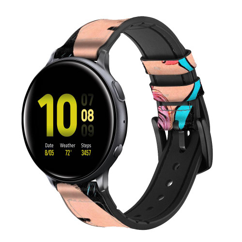CA0764 Pop Art Leather & Silicone Smart Watch Band Strap For Samsung Galaxy Watch, Gear, Active