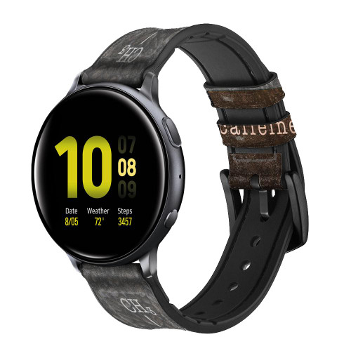 CA0770 Caffeine Molecular Leather & Silicone Smart Watch Band Strap For Samsung Galaxy Watch, Gear, Active