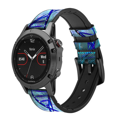 CA0085 DNA Leather & Silicone Smart Watch Band Strap For Garmin Smartwatch