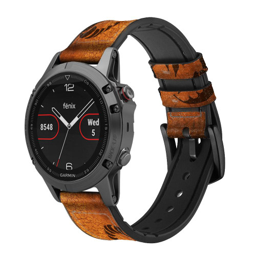 CA0088 Scorpion Tattoo Leather & Silicone Smart Watch Band Strap For Garmin Smartwatch