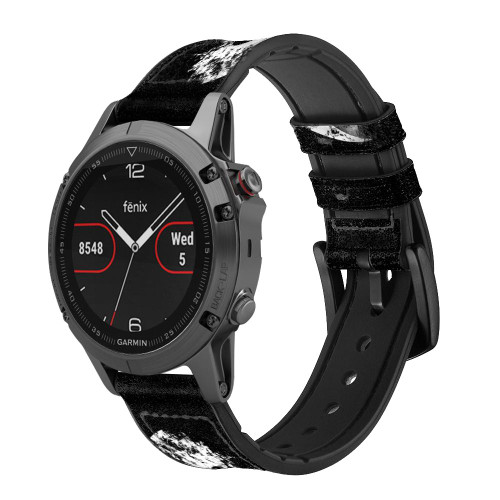 CA0163 Moon Yin-Yang Leather & Silicone Smart Watch Band Strap For Garmin Smartwatch