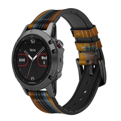 CA0626 Violin Leather & Silicone Smart Watch Band Strap For Garmin Smartwatch
