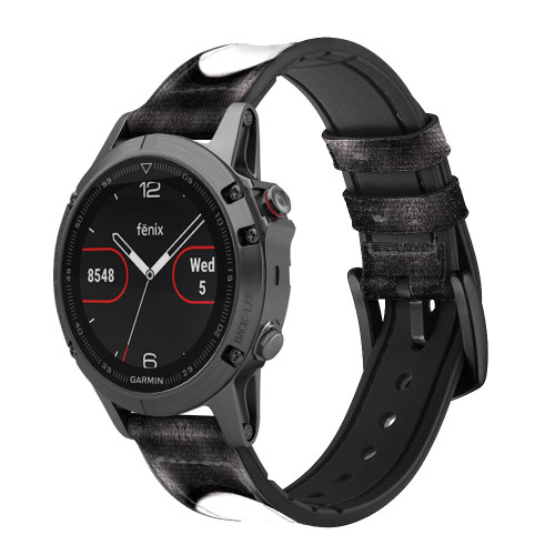CA0629 Yin Yang Symbol Leather & Silicone Smart Watch Band Strap For Garmin Smartwatch
