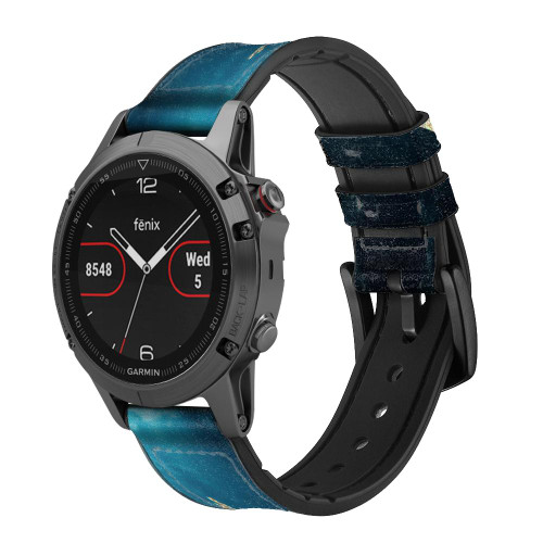 CA0634 Mermaid Undersea Leather & Silicone Smart Watch Band Strap For Garmin Smartwatch