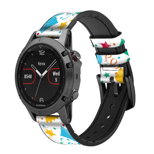 CA0637 Carnival Pattern Leather & Silicone Smart Watch Band Strap For Garmin Smartwatch