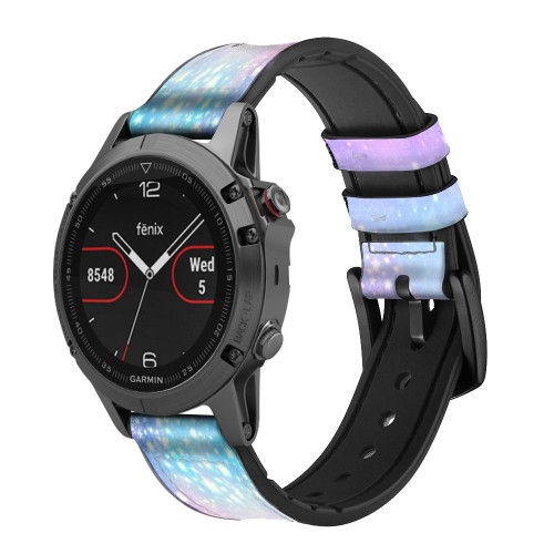CA0640 Cute Unicorn Cartoon Leather & Silicone Smart Watch Band Strap For Garmin Smartwatch