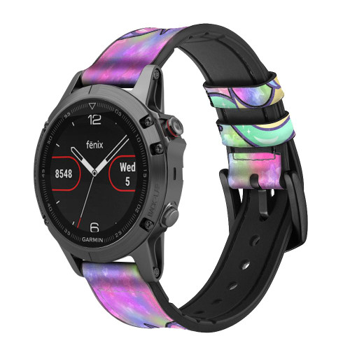 CA0643 Pastel Unicorn Leather & Silicone Smart Watch Band Strap For Garmin Smartwatch