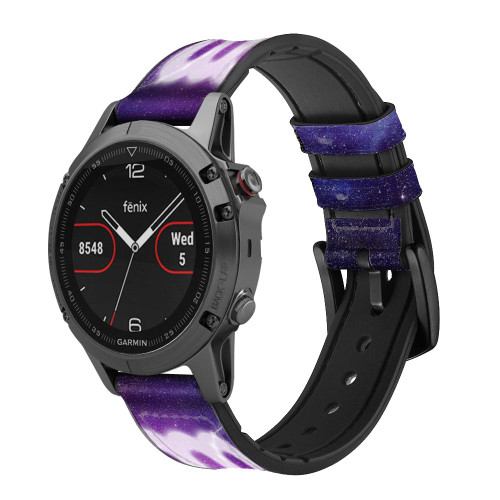CA0678 Zodiac Scorpio Leather & Silicone Smart Watch Band Strap For Garmin Smartwatch