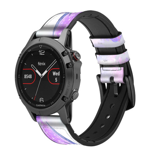 CA0682 Unicorn Leather & Silicone Smart Watch Band Strap For Garmin Smartwatch