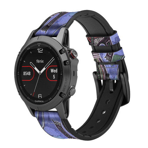 CA0690 Platypus Australian Aboriginal Art Leather & Silicone Smart Watch Band Strap For Garmin Smartwatch