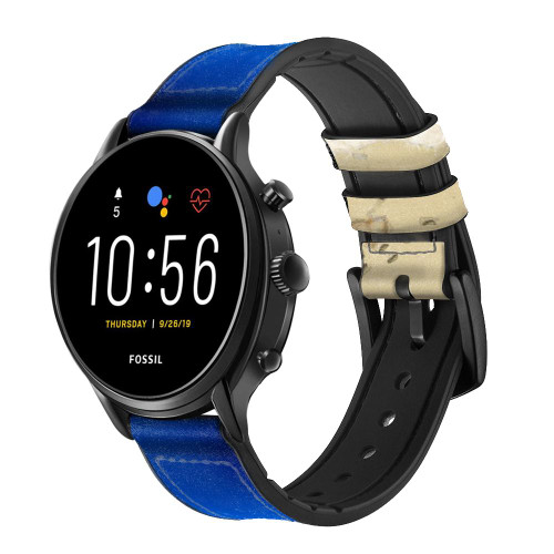 CA0123 Relax Beach Leather & Silicone Smart Watch Band Strap For Fossil Smartwatch
