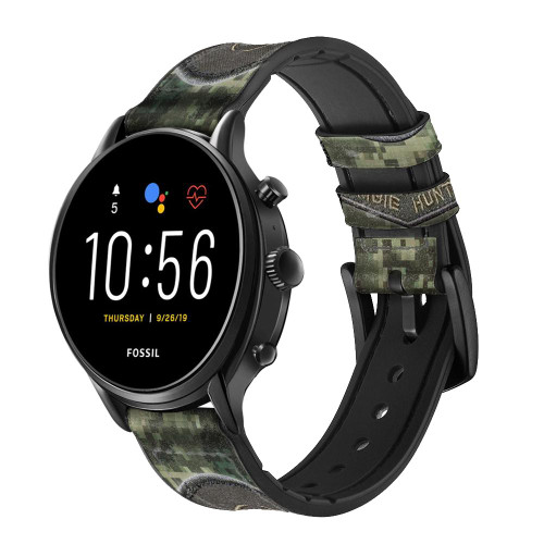 CA0763 Biohazard Zombie Hunter Graphic Leather & Silicone Smart Watch Band Strap For Fossil Smartwatch