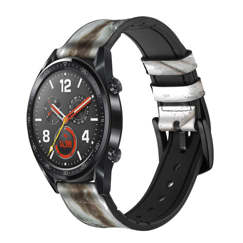 CA0172 Steam Train Leather & Silicone Smart Watch Band Strap For Wristwatch Smartwatch