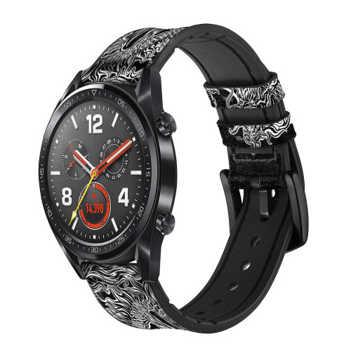 CA0214 Dragon Tattoo Leather & Silicone Smart Watch Band Strap For Wristwatch Smartwatch