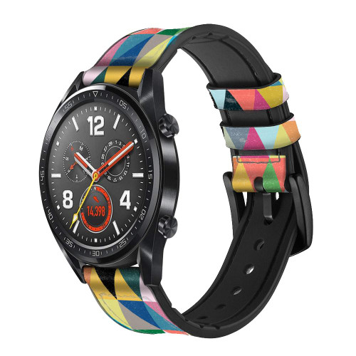 CA0557 Triangles Vibrant Colors Leather & Silicone Smart Watch Band Strap For Wristwatch Smartwatch