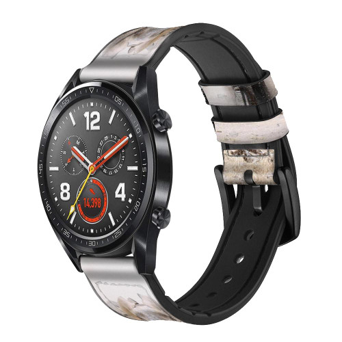 CA0582 African Elephant Leather & Silicone Smart Watch Band Strap For Wristwatch Smartwatch