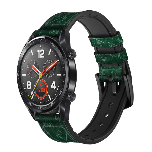 CA0606 Math Formula Greenboard Leather & Silicone Smart Watch Band Strap For Wristwatch Smartwatch