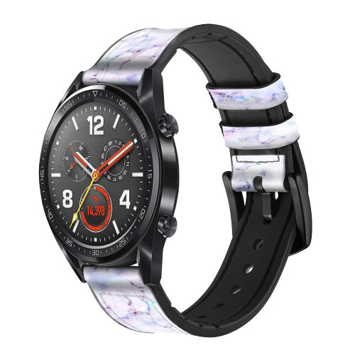 CA0619 Seamless Pink Marble Leather & Silicone Smart Watch Band Strap For Wristwatch Smartwatch