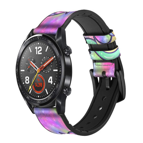 CA0643 Pastel Unicorn Leather & Silicone Smart Watch Band Strap For Wristwatch Smartwatch