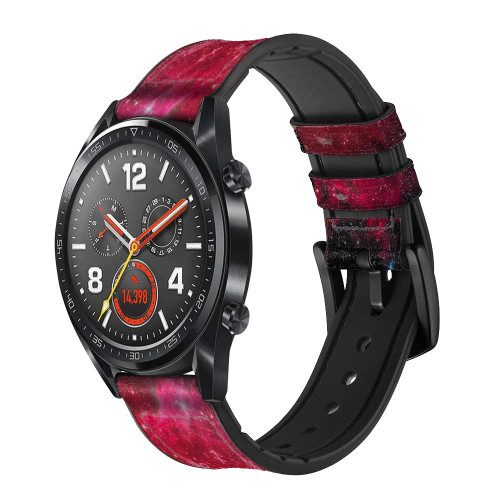 CA0677 Zodiac Red Galaxy Leather & Silicone Smart Watch Band Strap For Wristwatch Smartwatch