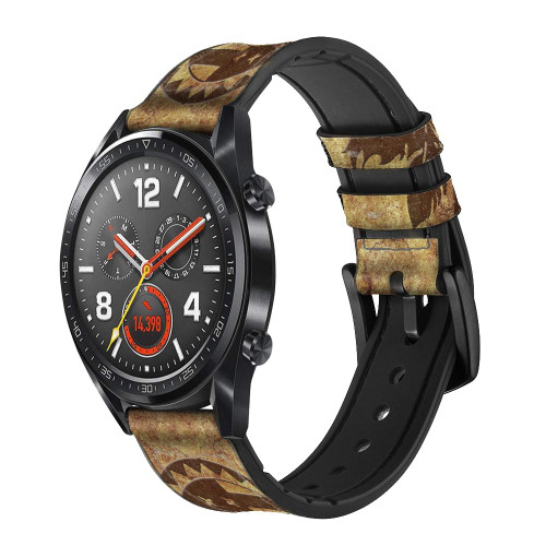CA0684 Native American Leather & Silicone Smart Watch Band Strap For Wristwatch Smartwatch