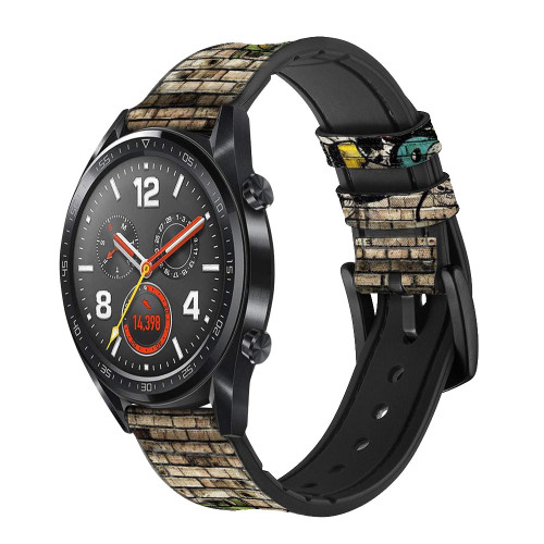 CA0697 Graffiti Wall Leather & Silicone Smart Watch Band Strap For Wristwatch Smartwatch