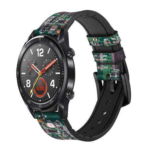 CA0808 Electronics Circuit Board Graphic Leather & Silicone Smart Watch Band Strap For Wristwatch Smartwatch