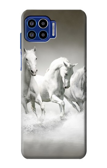 S0933 White Horses Case For Motorola One 5G