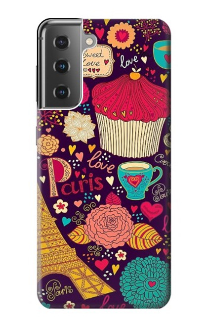 S2353 Paris Cartoon Vintage Pattern Case For Samsung Galaxy S21 Plus 5G, Galaxy S21+ 5G