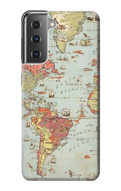 S3418 Vintage World Map Case For Samsung Galaxy S21 Plus 5G, Galaxy S21+ 5G