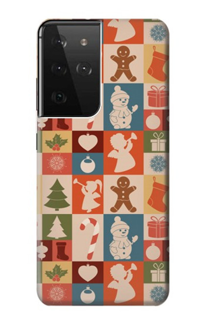 S2854 Cute Xmas Pattern Case For Samsung Galaxy S21 Ultra 5G