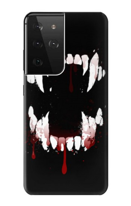 S3527 Vampire Teeth Bloodstain Case For Samsung Galaxy S21 Ultra 5G