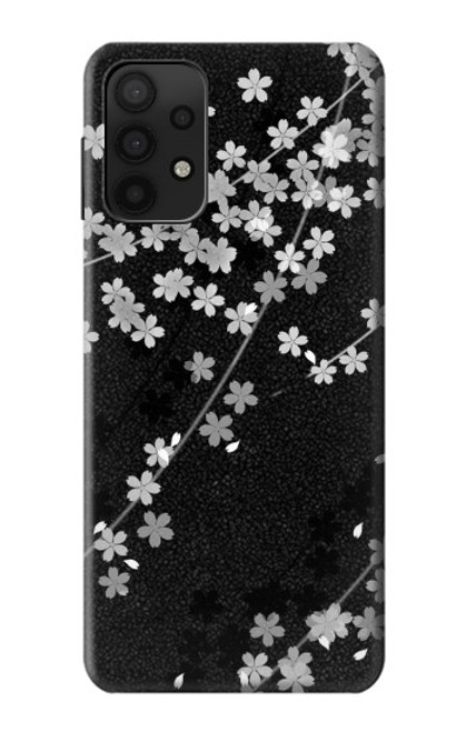 S2544 Japanese Kimono Style Black Flower Pattern Case For Samsung Galaxy A32 5G