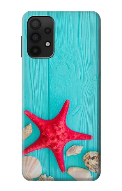 S3428 Aqua Wood Starfish Shell Case For Samsung Galaxy A32 5G