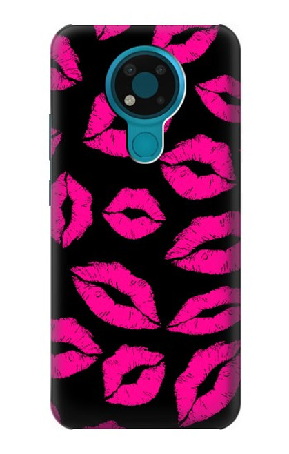 S2933 Pink Lips Kisses on Black Case For Nokia 3.4