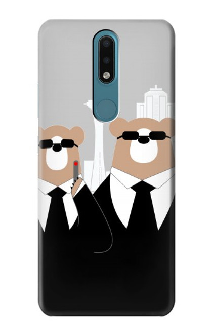 S3557 Bear in Black Suit Case For Nokia 2.4