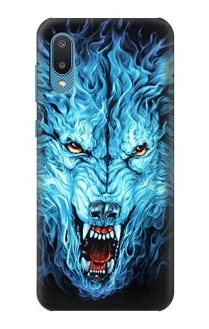 S0752 Blue Fire Grim Wolf Case For Samsung Galaxy A04, Galaxy A02, M02