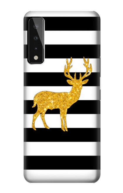 S2794 Black and White Striped Deer Gold Sparkles Case For LG Stylo 7 5G