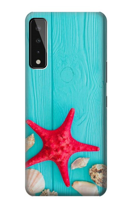 S3428 Aqua Wood Starfish Shell Case For LG Stylo 7 5G